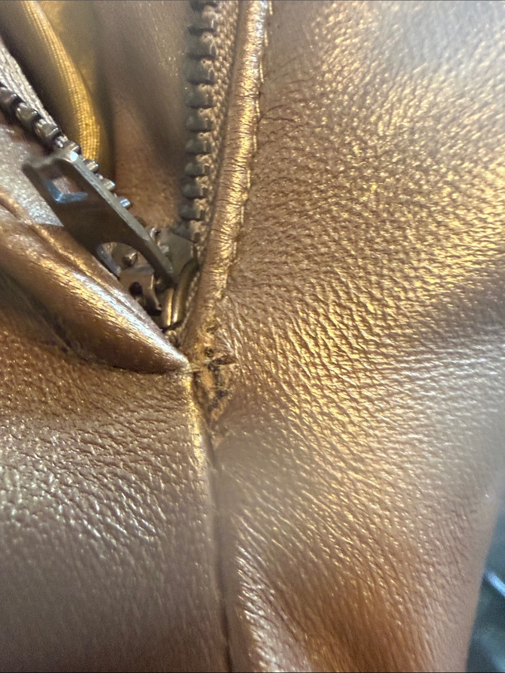 Women’s Metallic Bronze Leather Pants- Classic Stylish Fit - Picture 9 of 9